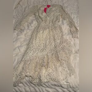 Lilly Pulitzer Cream Midi Dress with Gold Details